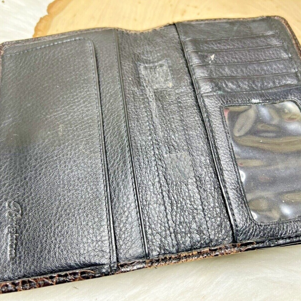 Vntg Brighton Brown Croc Embossed Leather Wallet Folder Folio Journal Case Cover - Picture 5 of 11
